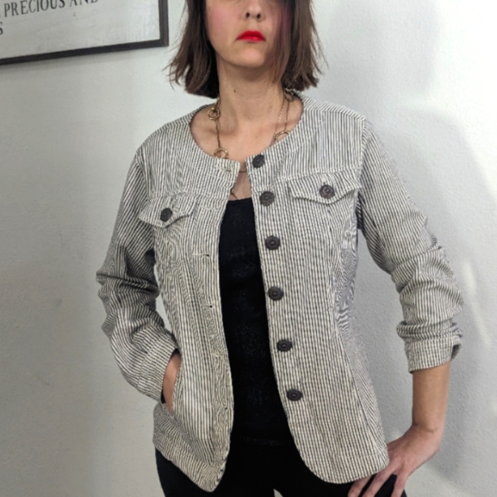 L.A.L LIVE A LITTLE Pinstriped Jacket